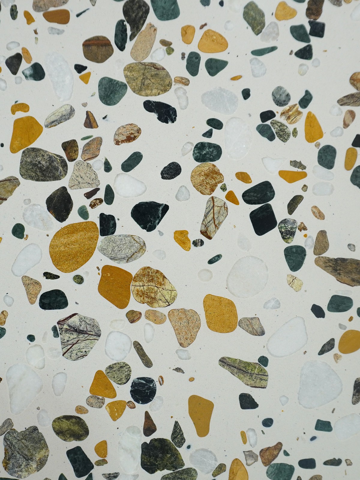 Deluxe White terrazzo slab by Mina Surface